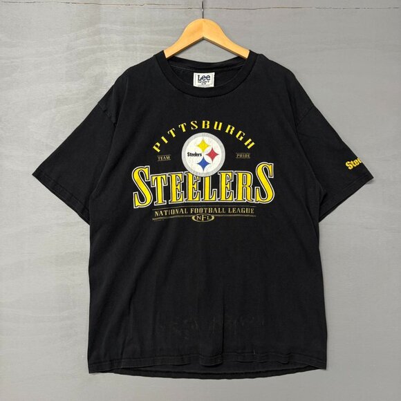 Vintage Pittsburgh Steelers‎ Black Lee Sport 90s Tee Shirt XL - Picture 1 of 6